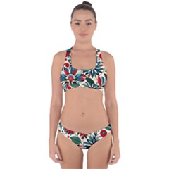 Flora Pattern Flower Cross Back Hipster Bikini Set by Grandong