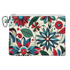 Flora Pattern Flower Canvas Cosmetic Bag (xl) by Grandong