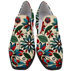 Flora Pattern Flower Women Slip On Heel Loafers by Grandong