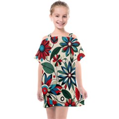 Flora Pattern Flower Kids  One Piece Chiffon Dress by Grandong