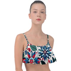 Flora Pattern Flower Frill Bikini Top by Grandong