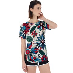 Flora Pattern Flower Perpetual Short Sleeve T-shirt by Grandong