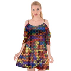 Hexagon Honeycomb Pattern Cutout Spaghetti Strap Chiffon Dress by Grandong