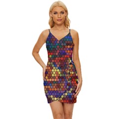 Hexagon Honeycomb Pattern Wrap Tie Front Dress by Grandong