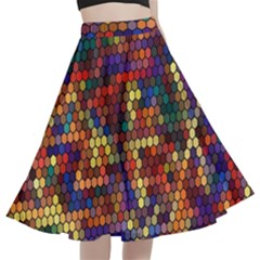 Hexagon Honeycomb Pattern A-line Full Circle Midi Skirt With Pocket by Grandong