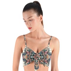 Floral Pattern Flowers Woven Tie Front Bralet by Grandong