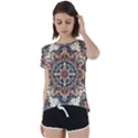 Floral Pattern Flowers Short Sleeve Open Back T-Shirt View1