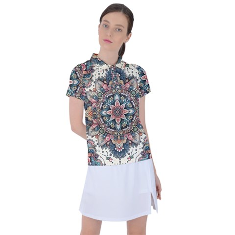 Floral Pattern Flowers Women s Polo T-shirt by Grandong