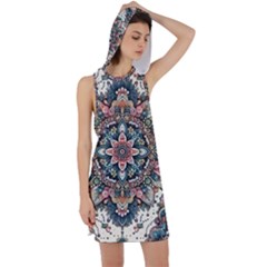 Floral Pattern Flowers Racer Back Hoodie Dress by Grandong