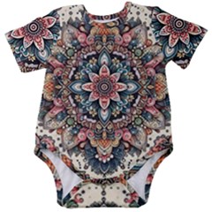 Floral Pattern Flowers Baby Short Sleeve Bodysuit by Grandong