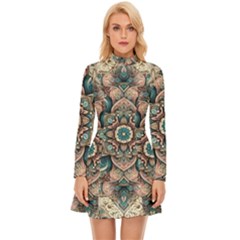 Floral Flora Flower Flowers Nature Pattern Long Sleeve Velour Longline Dress by Grandong