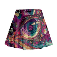 Human Eye Pattern Mini Flare Skirt by Grandong