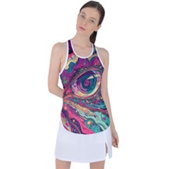 Human Eye Pattern Racer Back Mesh Tank Top by Grandong