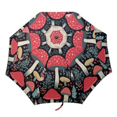 Mushrooms Psychedelic Folding Umbrellas by Grandong