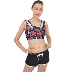 Mushrooms Psychedelic V-back Sports Bra by Grandong