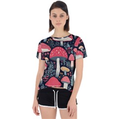 Mushrooms Psychedelic Open Back Sport T-shirt by Grandong