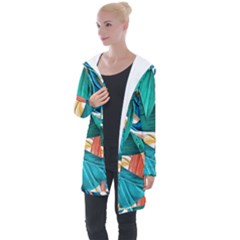 Leaves-3923413 Longline Hooded Cardigan