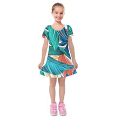 Leaves-3923413 Kids  Short Sleeve Velvet Dress