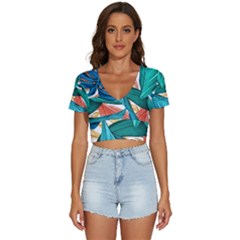 Leaves-3923413 V-neck Crop Top by lipli