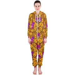 Blooming Flowers Of Orchid Paradise Hooded Jumpsuit (ladies)