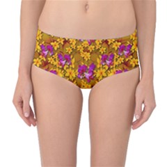 Blooming Flowers Of Orchid Paradise Mid-waist Bikini Bottoms by pepitasart