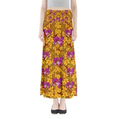 Blooming Flowers Of Orchid Paradise Full Length Maxi Skirt by pepitasart