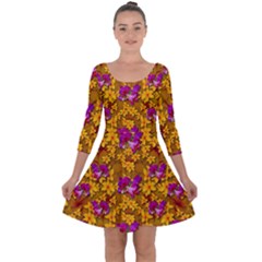 Blooming Flowers Of Orchid Paradise Quarter Sleeve Skater Dress by pepitasart