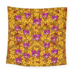 Blooming Flowers Of Orchid Paradise Square Tapestry (large)