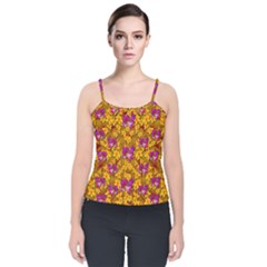 Blooming Flowers Of Orchid Paradise Velvet Spaghetti Strap Top by pepitasart