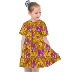 Blooming Flowers Of Orchid Paradise Kids  Sailor Dress by pepitasart