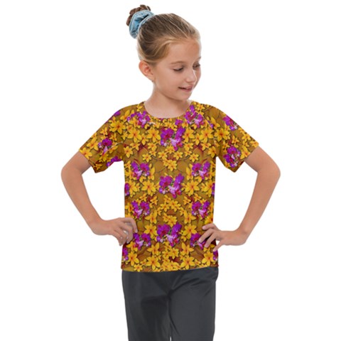 Blooming Flowers Of Orchid Paradise Kids  Mesh Piece T-shirt by pepitasart