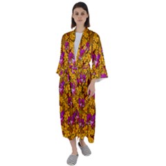 Blooming Flowers Of Orchid Paradise Maxi Satin Kimono by pepitasart