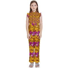 Blooming Flowers Of Orchid Paradise Kids  Sleeveless Ruffle Edge Band Collar Chiffon One Piece by pepitasart