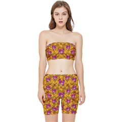 Blooming Flowers Of Orchid Paradise Stretch Shorts And Tube Top Set by pepitasart