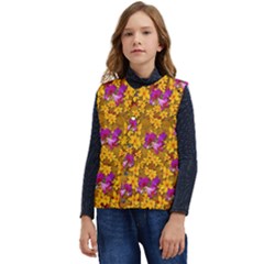 Blooming Flowers Of Orchid Paradise Kid s Button Up Puffer Vest	