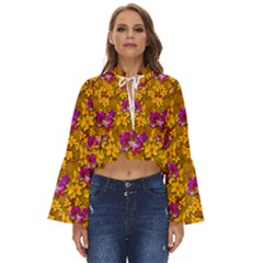 Blooming Flowers Of Orchid Paradise Boho Long Bell Sleeve Top