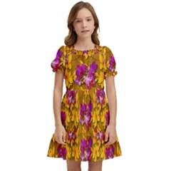 Blooming Flowers Of Orchid Paradise Kids  Puff Sleeved Dress by pepitasart