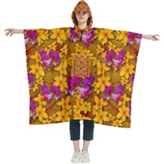 Blooming Flowers Of Orchid Paradise Women s Hooded Rain Ponchos by pepitasart