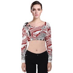 Dragon-6995594 Velvet Long Sleeve Crop Top by lipli