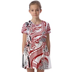 Dragon-6995594 Kids  Short Sleeve Pinafore Style Dress by lipli