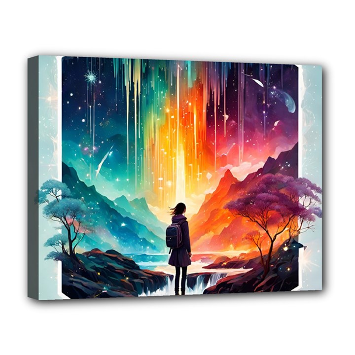 Starry Night Wanderlust: A Whimsical Adventure Canvas 14  x 11  (Stretched)