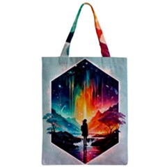 Starry Night Wanderlust: A Whimsical Adventure Zipper Classic Tote Bag by stine1