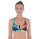 Starry Night Wanderlust: A Whimsical Adventure Cross Back Sports Bra View1