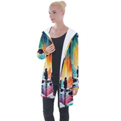 Starry Night Wanderlust: A Whimsical Adventure Longline Hooded Cardigan by stine1