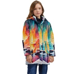 Starry Night Wanderlust: A Whimsical Adventure Kids  Hooded Longline Puffer Jacket by stine1