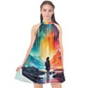 Starry Night Wanderlust: A Whimsical Adventure Halter Neckline Chiffon Dress  View1