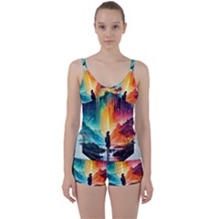 Starry Night Wanderlust: A Whimsical Adventure Tie Front Two Piece Tankini by stine1