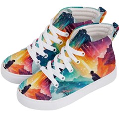 Starry Night Wanderlust: A Whimsical Adventure Kids  Hi-top Skate Sneakers by stine1