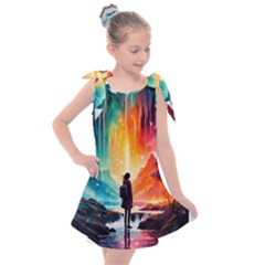 Starry Night Wanderlust: A Whimsical Adventure Kids  Tie Up Tunic Dress by stine1