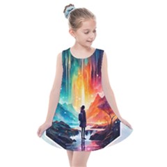 Starry Night Wanderlust: A Whimsical Adventure Kids  Summer Dress by stine1